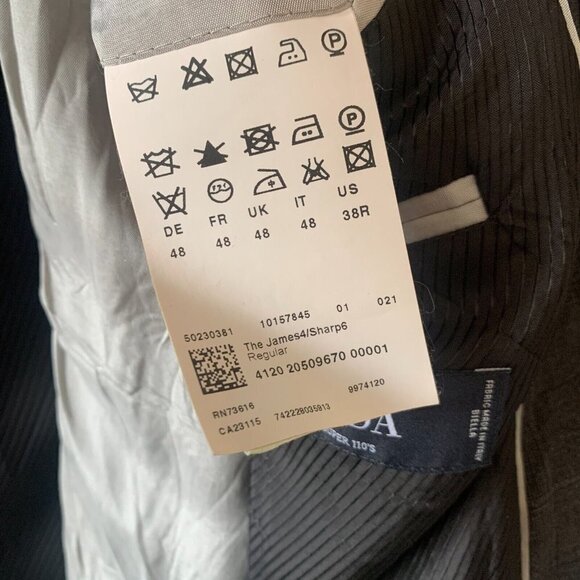 Hugo Boss Blazer Men 38R Wool Notch 3 Button Plaid Check Sport Coat Suit Gray - Picture 3 of 15